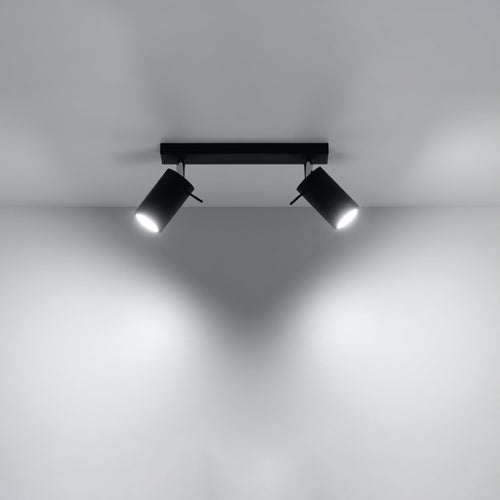 Sollux Lighting Plafondlamp RING 2 zwart - 30x6x16cm