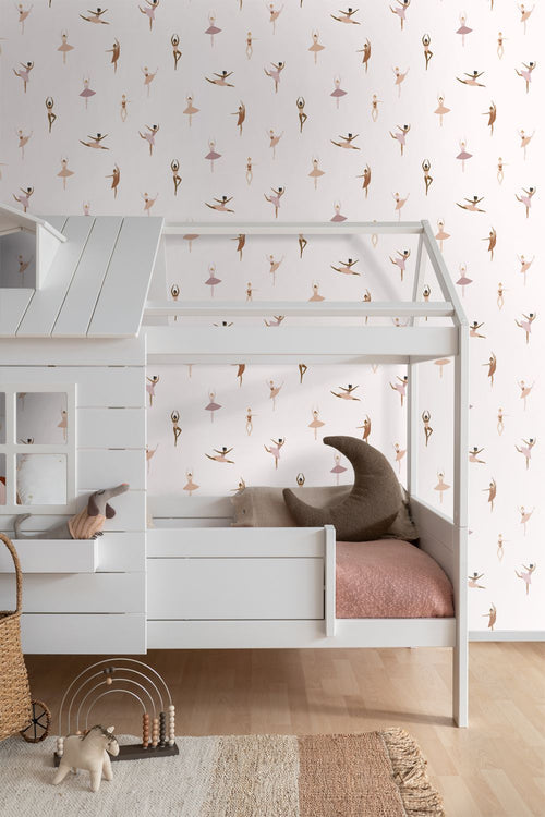ESTAhome behang ballerina's terracotta en lila roze - 53 cm x 10.05 m - 139536