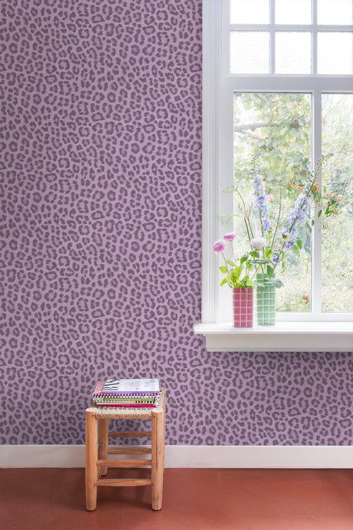 ESTAhome behang panterprint lila paars - 53 cm x 10.05 m - 131437