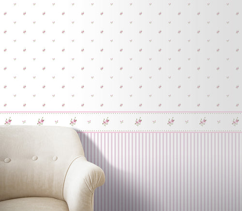 Sanders & Sanders behangrand bloemen oudroze en wit - 500 x 13.25 cm - 640437 - vtwonen shop