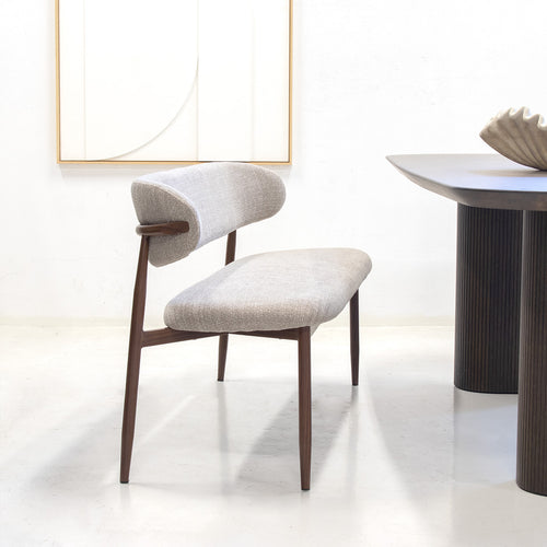 Giga Meubel Eetkamerbank Alexia - Stof - Taupe/Walnoot - 160x55x77cm - vtwonen shop