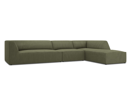 Micadoni rechter hoekbank Ruby 5-zits, ribfluwelen, groente - 180x366x69cm