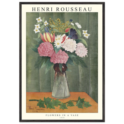 Artfulprints Poster met Lijst Henri Rousseau - Flowers in a vase   - 70x100 cm - Groen