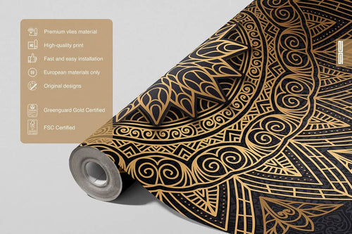 Sanders & Sanders fotobehang grafisch motief zwart en goud - 375 x 270 cm - 601466
