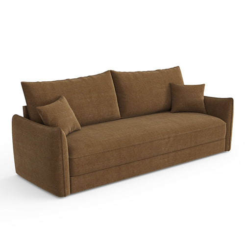 Sia Home - Slaapbank PLUME - geweven stof hazelnoot 213.5cm