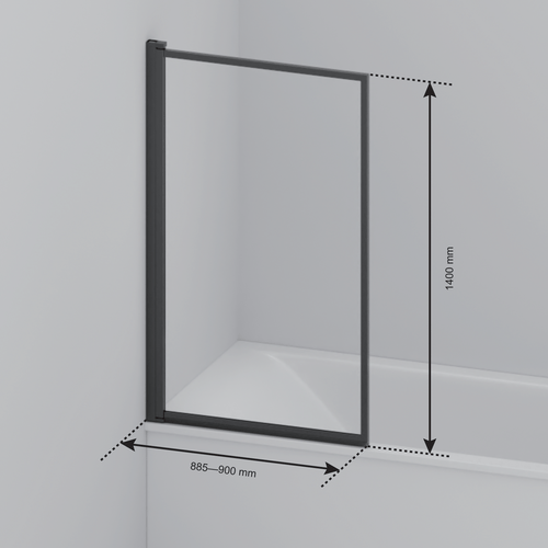 LOMAZOO badwand Salvador - draaibaar - anti kalk nano coating - rookglas - zwart - 80 x 140 cm