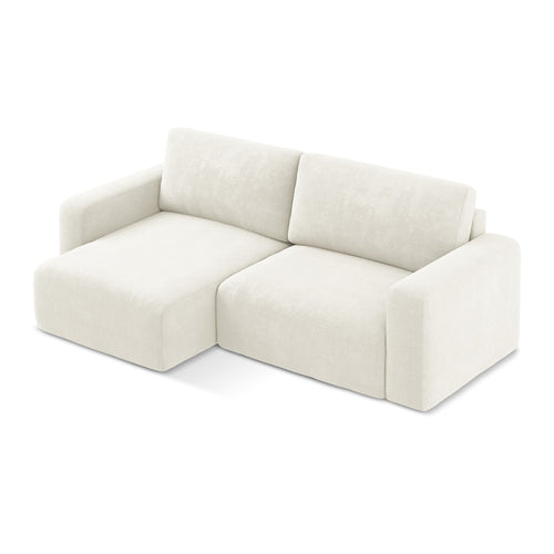 LaMiaSofa hoekbank links Ostia - chenille stof - wit - 244x149x79