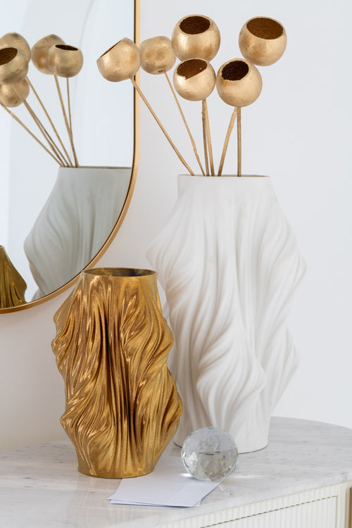 J-Line vaas 3D Print Onregelmatig - porselein - goud - small - Ø 18 cm
