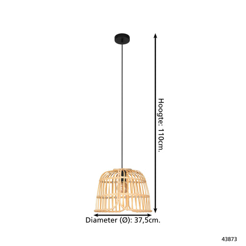 EGLO hanglamp Glyneath - e27 - ø 37,5 cm - zwart/hout - vtwonen shop