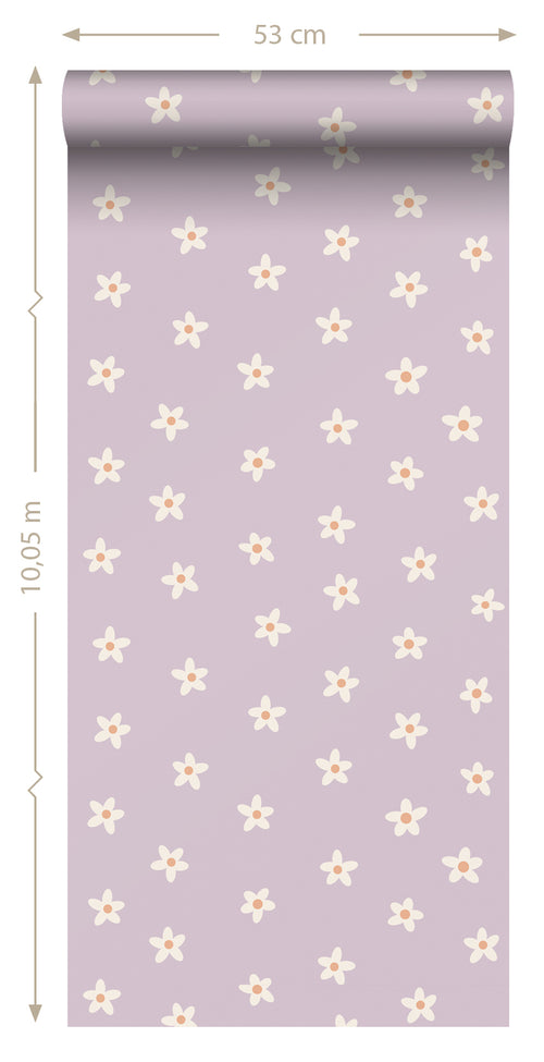 ESTAhome behang madeliefjes lila paars - 53 cm x 10.05 m - 131114 - vtwonen shop