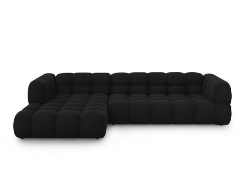 Cosmopolitan Design Modulaire hoekbank links Sky 4-zits, flueel, zwart - 162x300x70cm