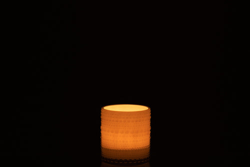 J-Line windlicht Bolletjes - glas - grijs - small - 3 stuks