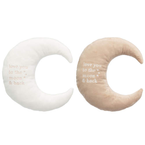 J-Line decoratie Maan - polyester - wit/beige - set van 2