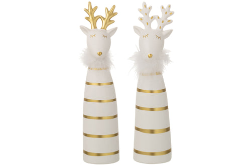 J-Line decoratie Eland - keramiek - goud/wit - large - 2 stuks - vtwonen shop