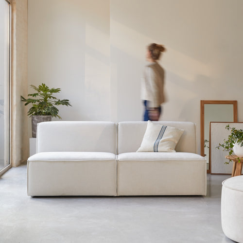 Tikamoon Modulaire rechte bank in beige stof, 2-zit - Beige - vtwonen shop