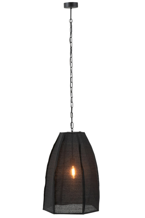 J-Line hanglamp Peer - linnen/ijzer - zwart - large - vtwonen shop