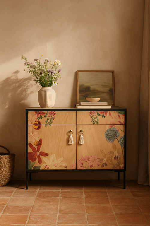 Dressoir MDF 2 deuren en 2 lades met print EXOTIC ORCHIDEA