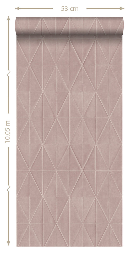 ESTAhome eco-texture vliesbehang origami motief oudroze - 0,53 x 10,05 m - 148709 - vtwonen shop