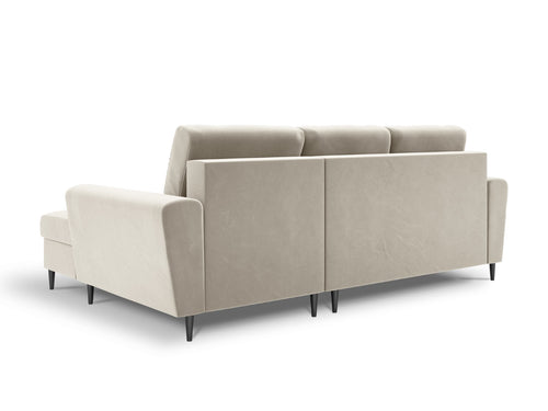 Cosmopolitan Design Converteerbare hoekbank rechts met opbergdoos Kyoto 4-zits, flueel, lichtbeige - 145x241x88cm