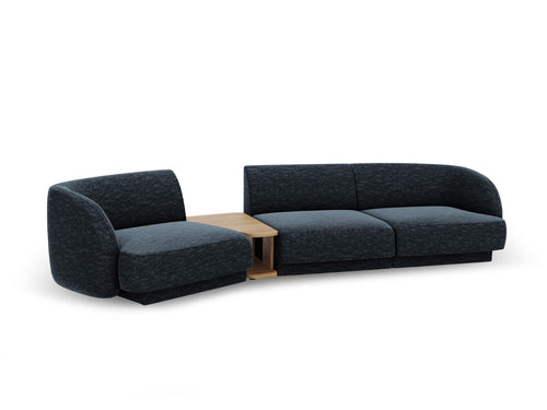 Micadoni linker modulaire bank Miley 3-zits, chenille, koningsblauw - 126x303x70cm