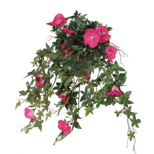 Mica Decorations Petunia Kunst Hangplant in Bloempot Stan - L25 x B45 x H50 cm - Donkerroze