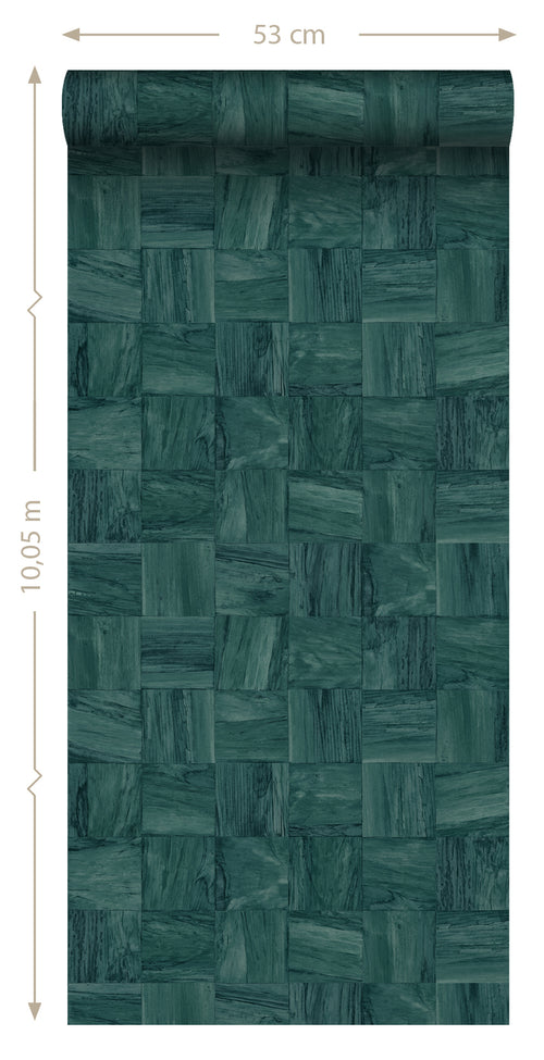 Origin Wallcoverings behang sloophout motief petrolblauw - 50 x 900 cm - 347933 - vtwonen shop