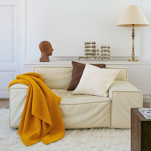 Klippan 100% wollen deken - Boucle -oker - 140x200cm - vtwonen shop