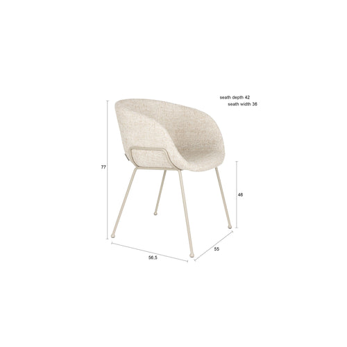 Zuiver Feston Eetkamerstoelen Armleuning Beige - Set van 2