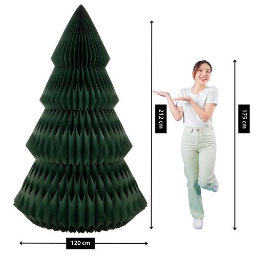 Mica Decorations Papieren Kerstboom - Opvouwbare Kunstkerstboom - H212 x Ø120 cm - Kerst Decoratie - FSC Mix - Groen