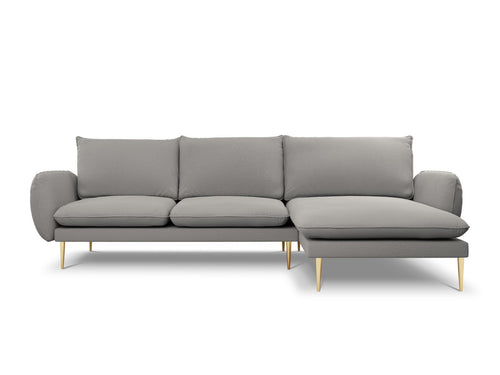 Cosmopolitan Design rechter hoekbank Vienna 5-zits, boucle, grijs - 170x255x95cm
