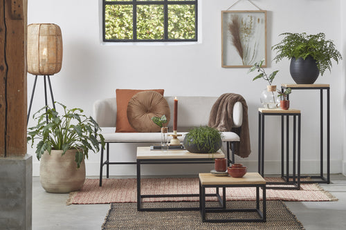 Mica Decorations Oskar Plantentafel - L30 x B30 x H62 cm - Hout, Metaal - Zwart