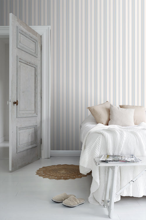 Borastapeter behang strepen vergrijsd blauw - 53 cm x 10.05 m - 660928 - vtwonen shop