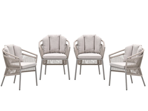 Garden Impressions Prato tuinstoelen set van 4 taupe rope