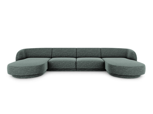 Micadoni Panoramische bank Miley 5-zits, chenille, olie - 156x330x70cm