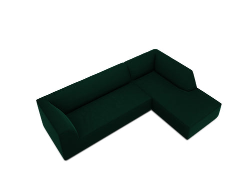 Micadoni rechter hoekbank Ruby 4-zits, flueel, flessengroen - 180x273x69cm