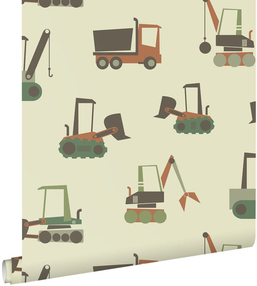 ESTAhome behang voertuigen groen en bruin - 50 x 900 cm - 132243