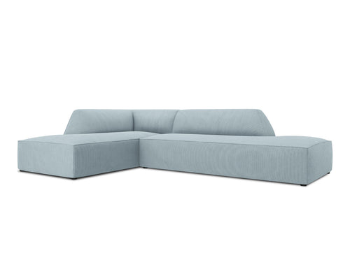 Micadoni linker hoekbank Ruby 4-zits, ribfluwelen, lichtblauw - 180x273x69cm
