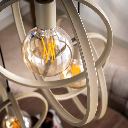 Giga Living Hanglamp Turn Around - Beige Metaal - Ø40x150cm
