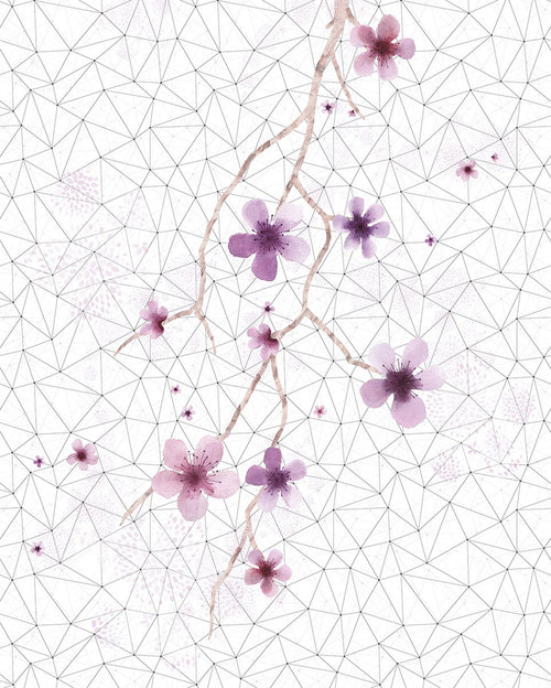 Sanders & Sanders fotobehang bloesems zwart wit en roze - 200 x 250 cm - 611941 - vtwonen shop