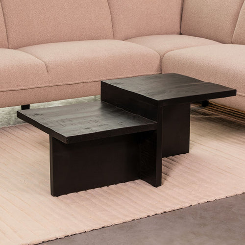 LABEL51 Salontafel Skip - Zwart Mangohout - 90x50x40cm - vtwonen shop