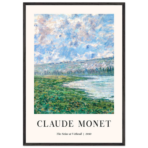 Artfulprints Poster met Lijst Claude Monet - The Seine at Vétheuil   - 70x100 cm - Blauw