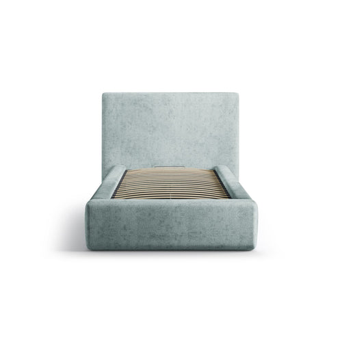 Cosmopolitan Design - Opbergbed met hoofdeinde Asti 90x200cm chenille lichtblauw - 220x130x95cm
