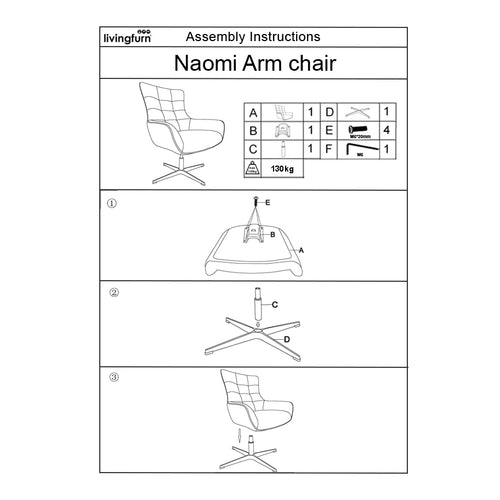 Livingfurn fauteuil Naomi Pearl - wit - stof