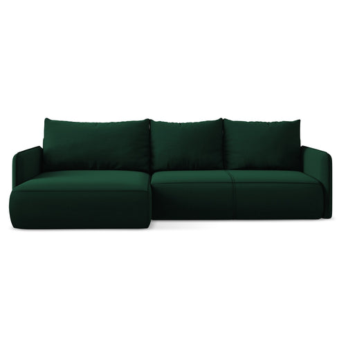 LaMiaSofa hoekbank links Palermo - velours - flessengroen - 240x148x86