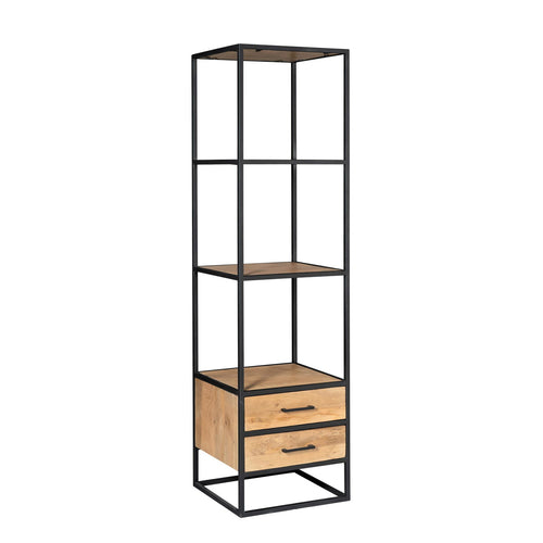 Starfurn Boekenkast Dakota - Naturel Hout - 2-Lades - 55x45x200cm