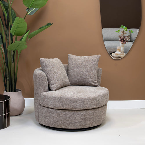 Giga Meubel Draaifauteuil Thony - Taupe Chenille Stof - 93x88x84cm