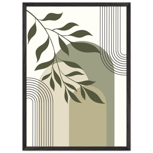 Artfulprints Poster met Lijst Boho – Olive lines   - 50x70 cm - Groen