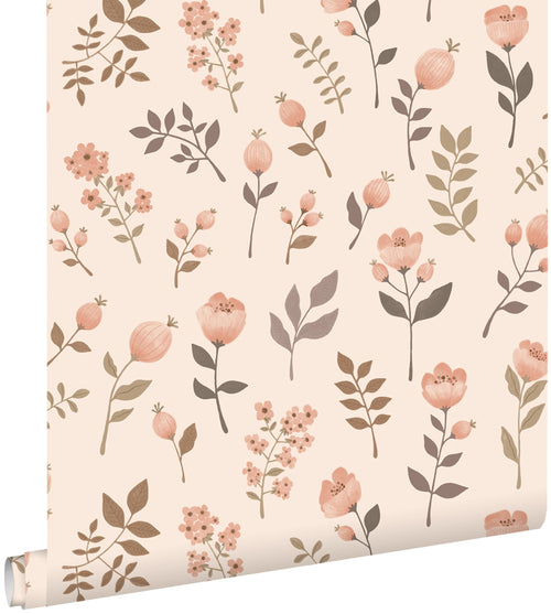 ESTAhome behang bloemen zacht roze en beige - 0.53 x 10.05 m - 139693 - vtwonen shop