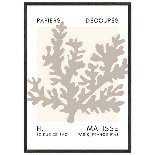 Artfulprints Poster met Lijst Matisse – Aqua bloom grey   - 70x100 cm - Grijs