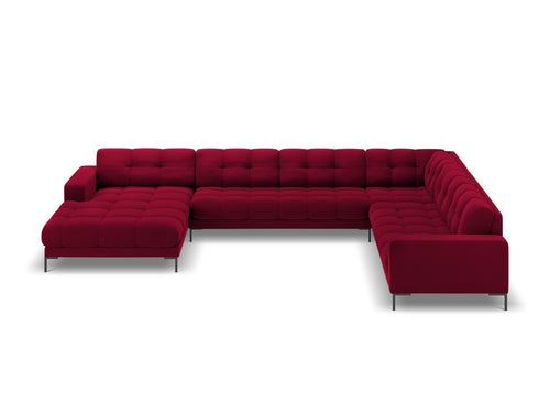 Cosmopolitan Design Panoramische hoekbank rechts Bali 7-zits, flueel, rood - 256x327x75cm